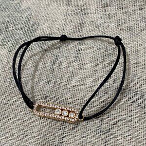 Messika Black Bracelet With Diamond Pendant